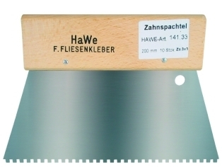 Zahnspachtel m. Holzgriff 4 x 4mm L200mm